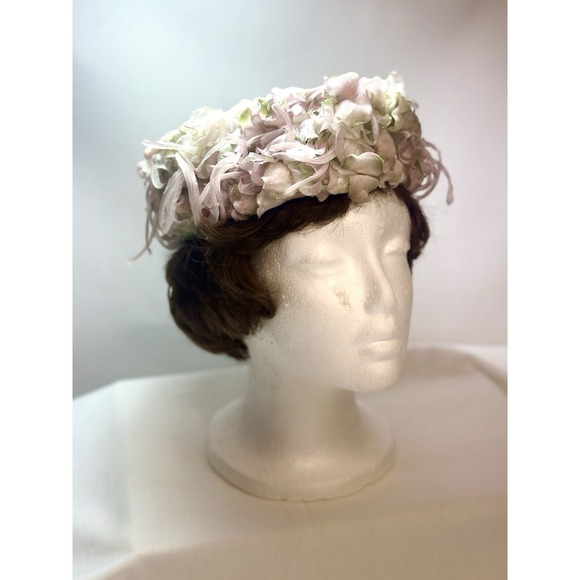 1960's Original Antique Retro Ladies Flower Floral‎ Vintage  Hat - Picture 9 of 10
